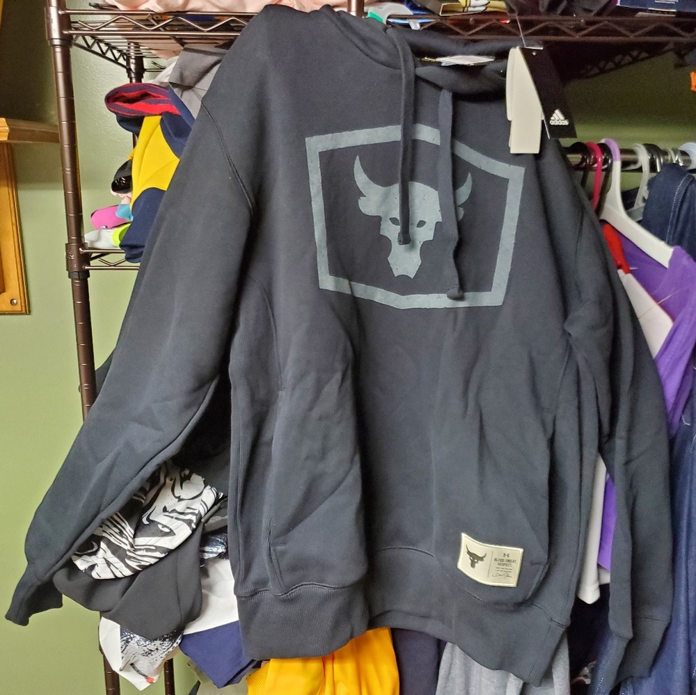 Under Armour Project Rock Logo Blood Sweat and Tears Hooded Sweatshirt